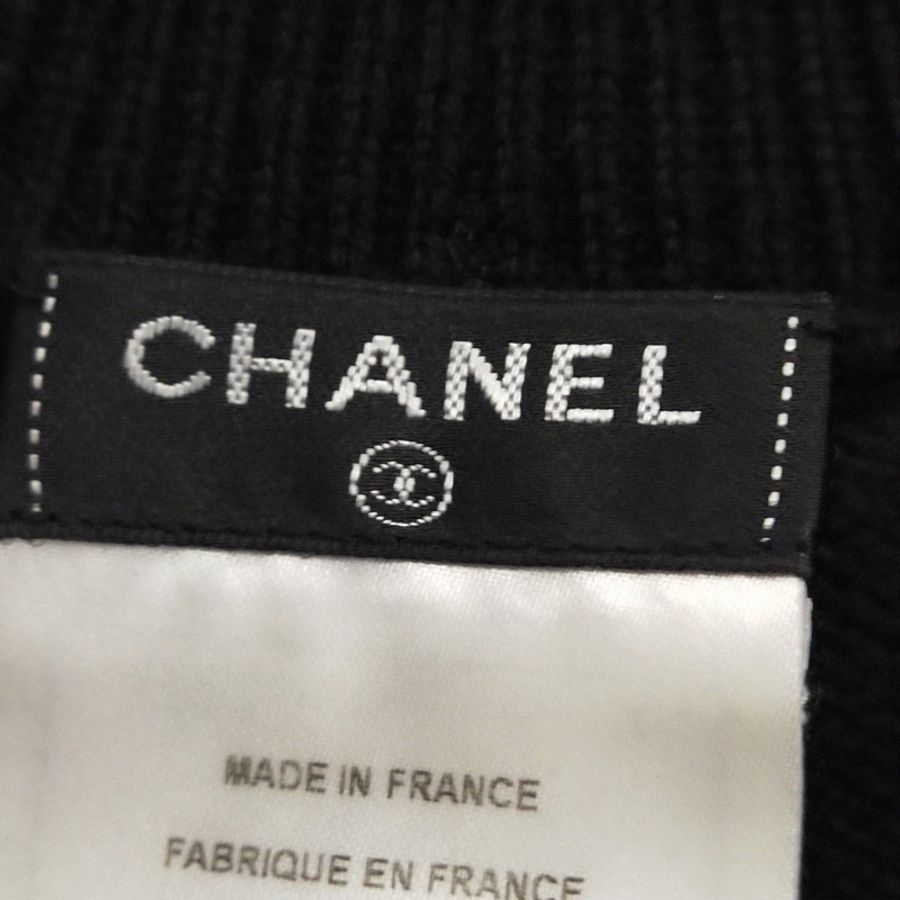 Chanel 羊絨混紡純色珍珠裝飾圓領無袖連衣裙38碼-3