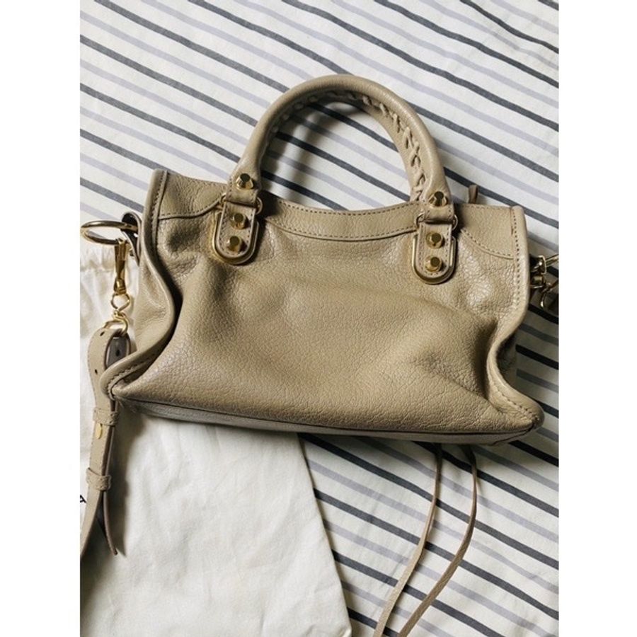 Balenciaga 巴黎世家 經典METALLIC mini City 金扣山羊皮機車包-4