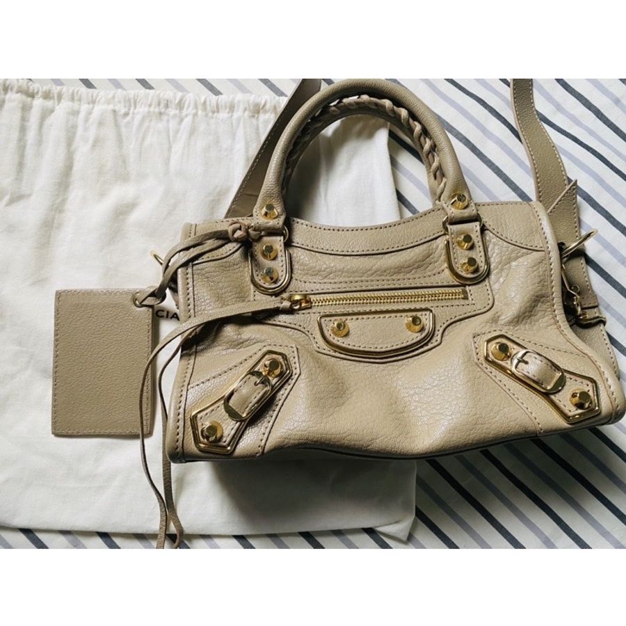 Balenciaga 巴黎世家 經典METALLIC mini City 金扣山羊皮機車包-11