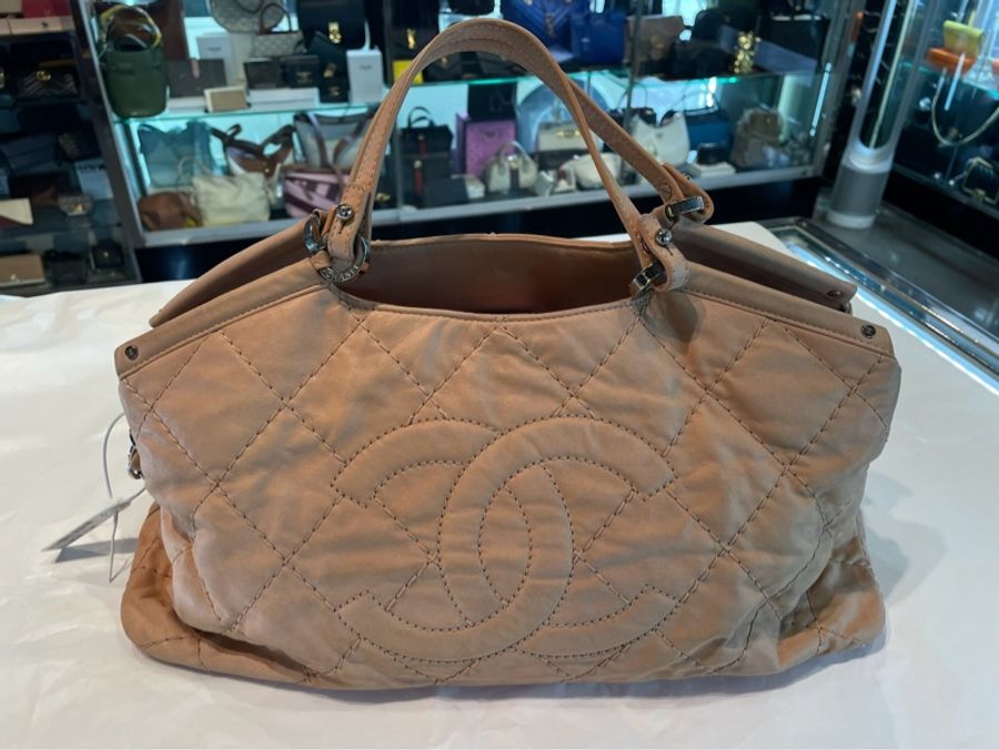 CHANEL 粉色炫彩牛皮銀鍊兩用包-5