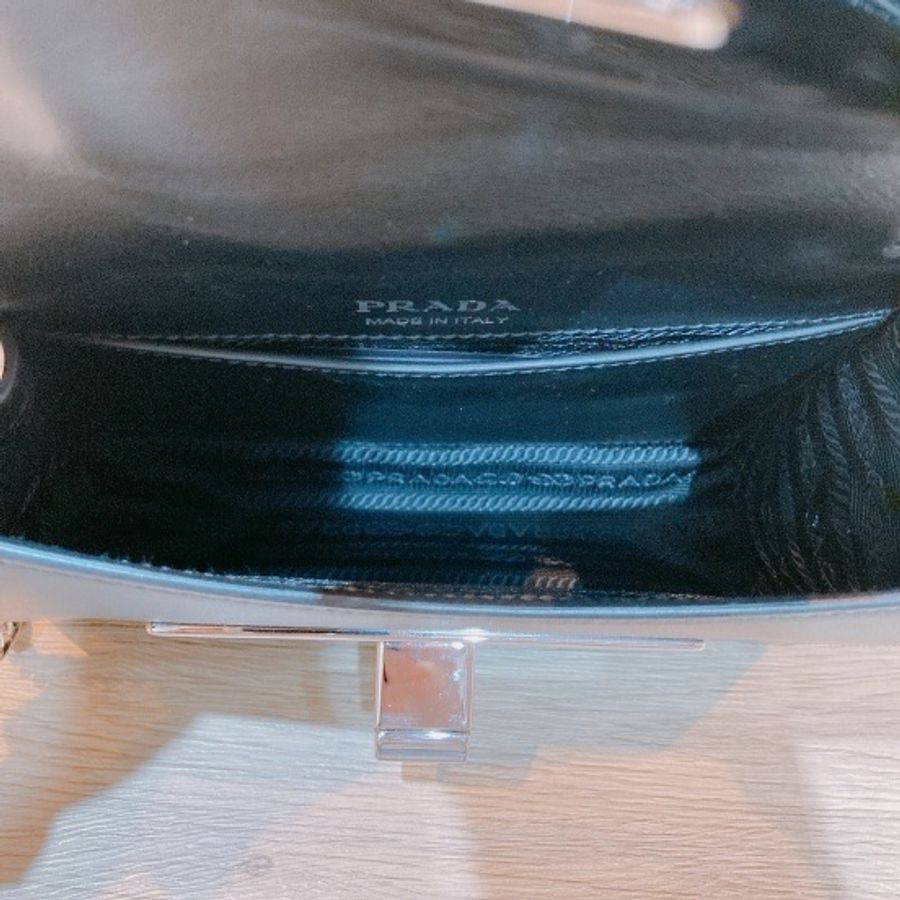 PRADA 鏈條包 水晶包 黑色粉紅色牛皮CITY CALF LEATHER AND CRYSTAL RIBBONS-5