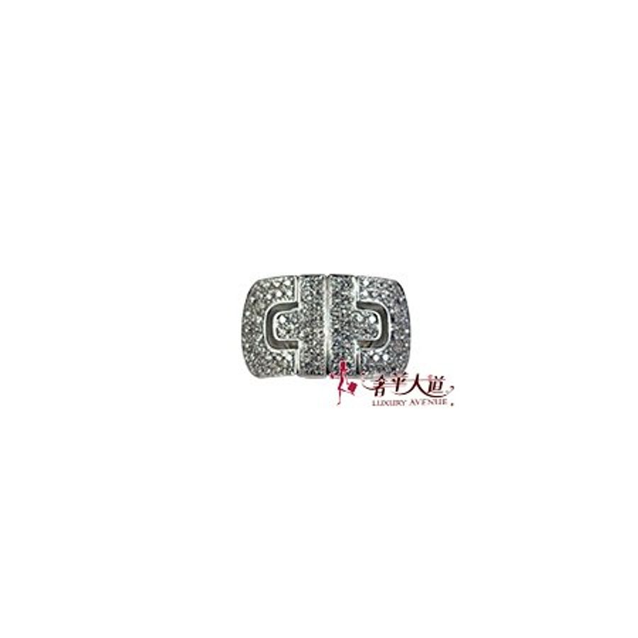BVLGARI 寶格麗750白K滿鑽寬版戒指 AN853729-0