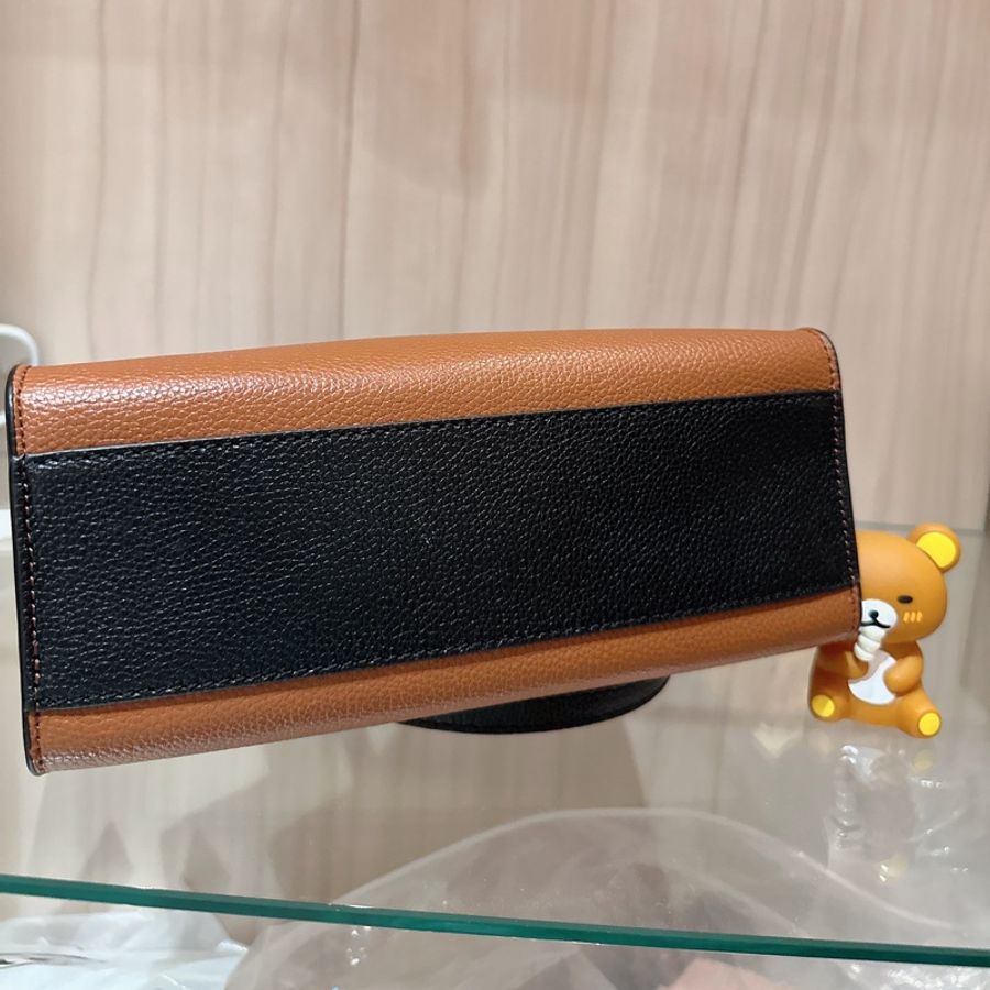 全新 美國 🇺🇸 正品 MJ 鎖頭包 MARC JACOBS 鎖頭吊飾牛皮手提兩用包 斜背 鴛鴦奶茶色 咖啡拼色 撞色咖色-7