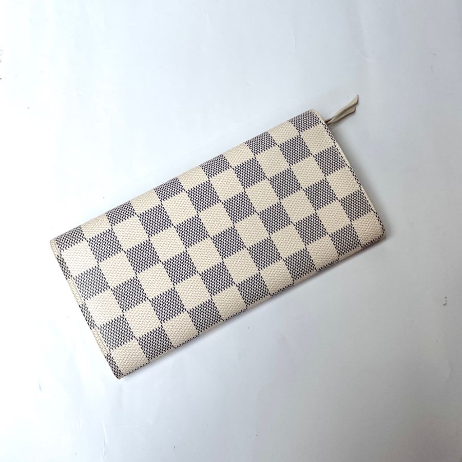 Louis Vuitton 白棋盤格下蓋長夾-5