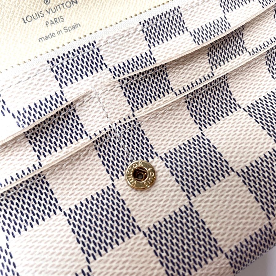 Louis Vuitton 白棋盤格下蓋長夾-11