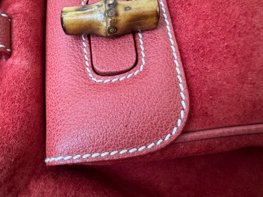 《初》Gucci 竹節聖誕小紅後背包-11