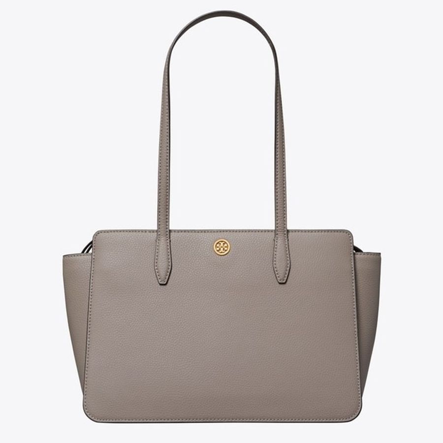 【TORY BURCH】專櫃經典款 雙T小圓標 LOGO 防刮皮革手提包/托特包-0