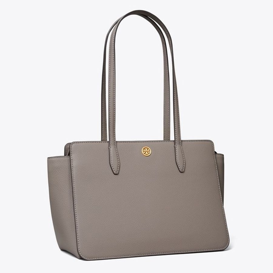 【TORY BURCH】專櫃經典款 雙T小圓標 LOGO 防刮皮革手提包/托特包-2