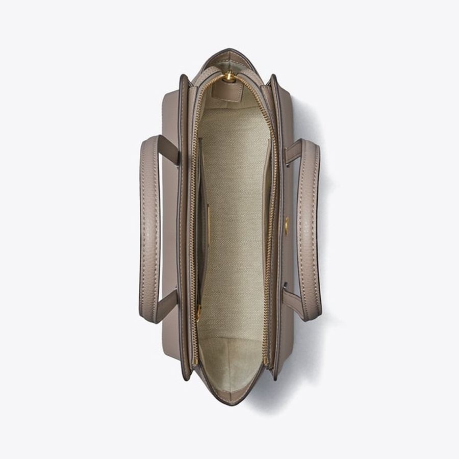 【TORY BURCH】專櫃經典款 雙T小圓標 LOGO 防刮皮革手提包/托特包-3