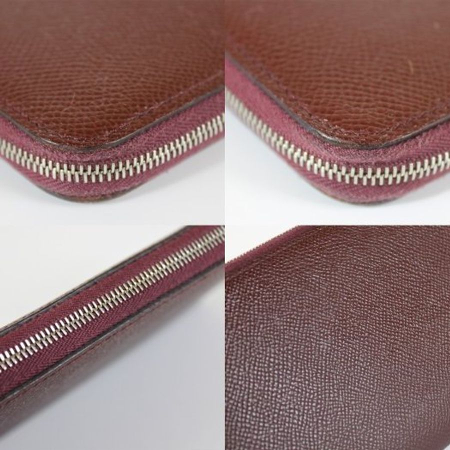 【巴黎站二手名牌專賣店】*現貨*HERMES 愛馬仕 真品*A刻經典silk in 酒紅色拉鍊絲巾長夾-2