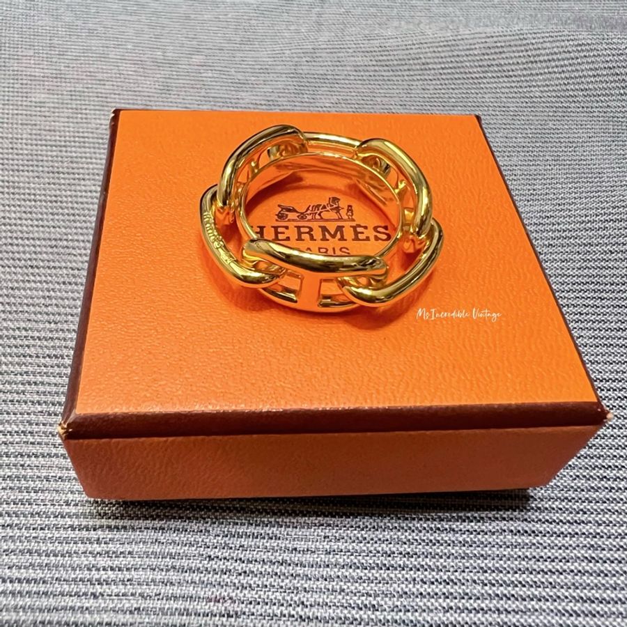 Hermes經典金色豬鼻環絲巾扣-1