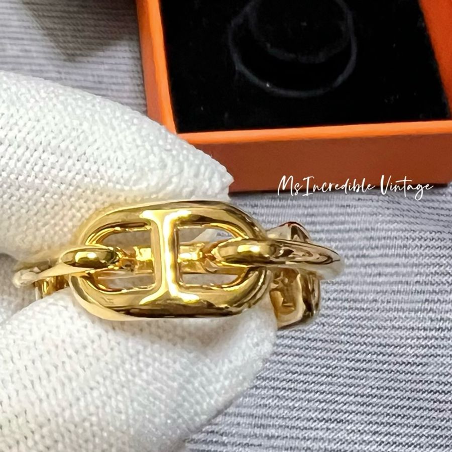 Hermes經典金色豬鼻環絲巾扣-12
