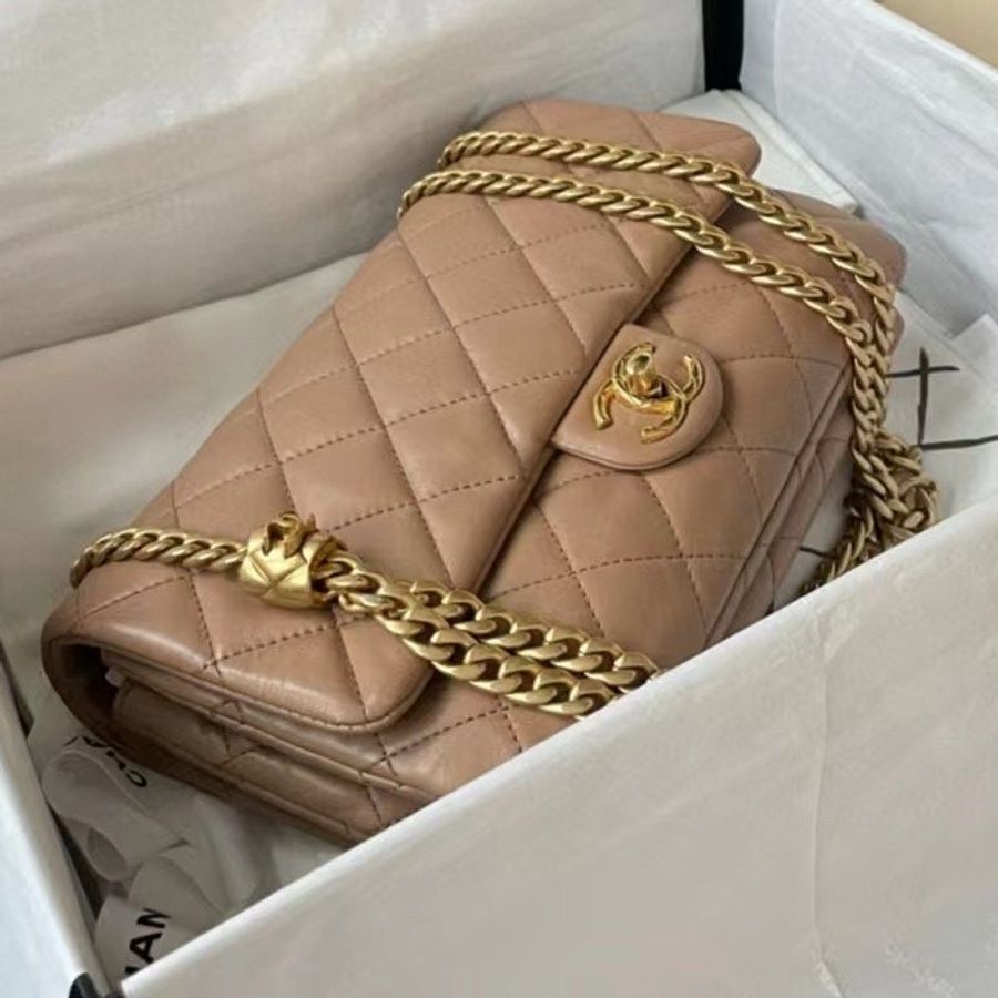 Chanel香奈兒 22k cf 奶茶色-3