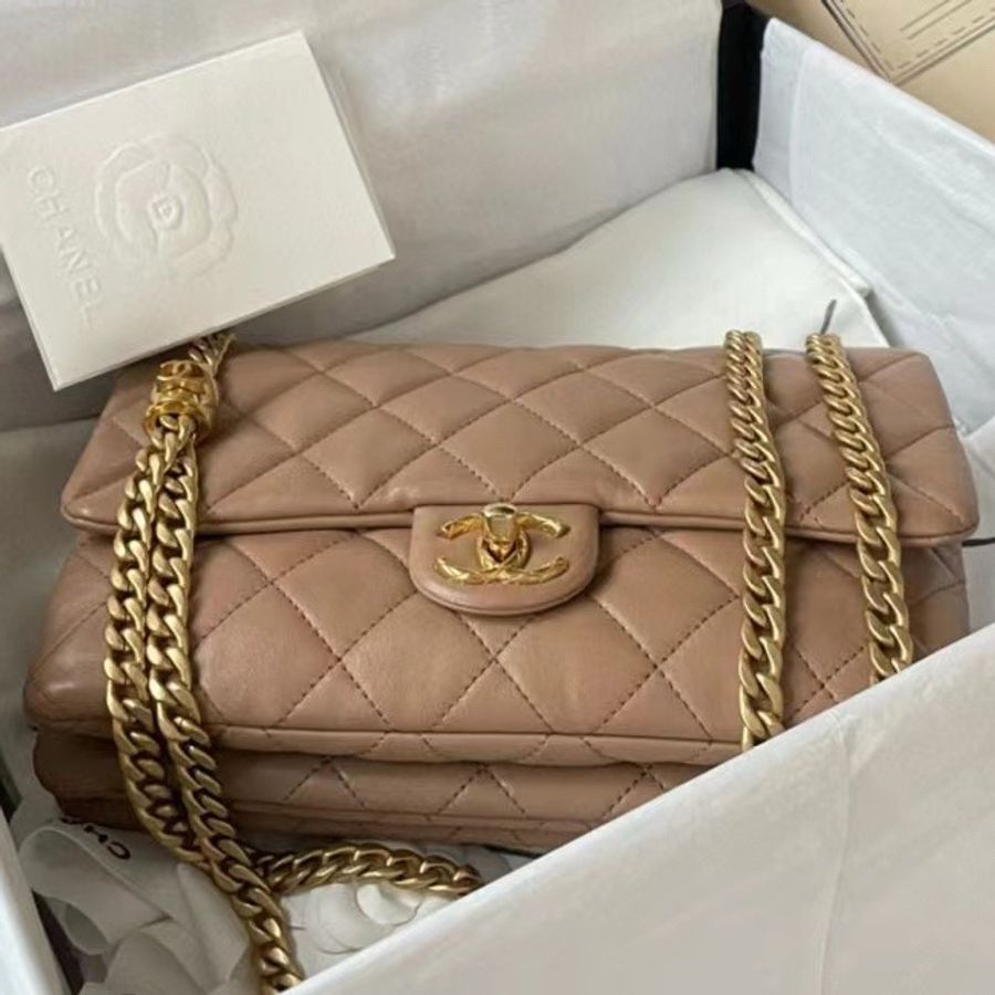Chanel香奈兒 22k cf 奶茶色-5