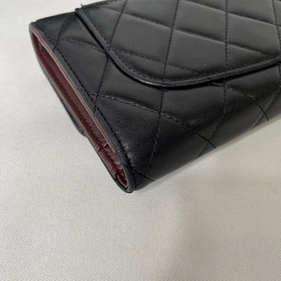 CHANEL coco小羊皮三折翻蓋長夾-17
