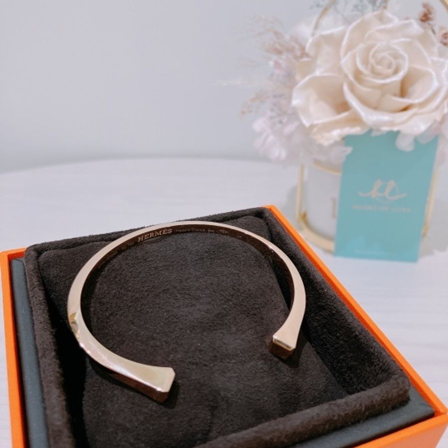 HERMES 玫瑰金手環 CLOU DE FORGE JONC BANGLE 18K ROSE GOLD SH SIZE-0