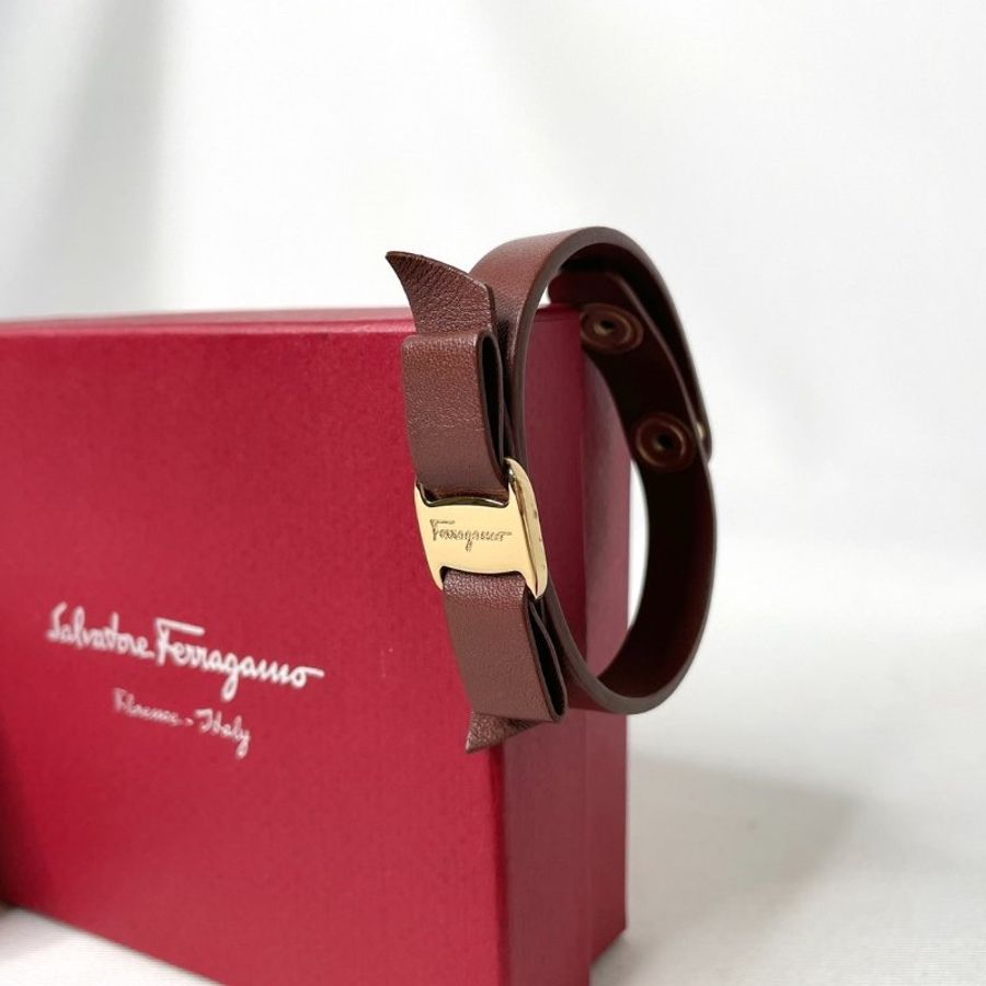 Ferragamo 菲拉格慕 蝴蝶結皮革手環-7