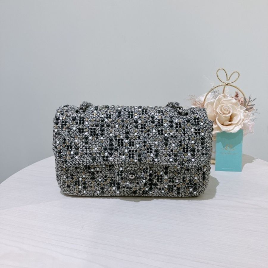 CHANEL 經典翻蓋包 鏈條包CLASSIC FLAP BAG TWEED X CRYSTAL-0