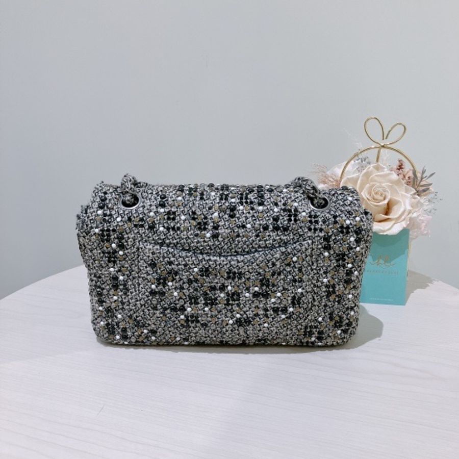 CHANEL 經典翻蓋包 鏈條包CLASSIC FLAP BAG TWEED X CRYSTAL-1