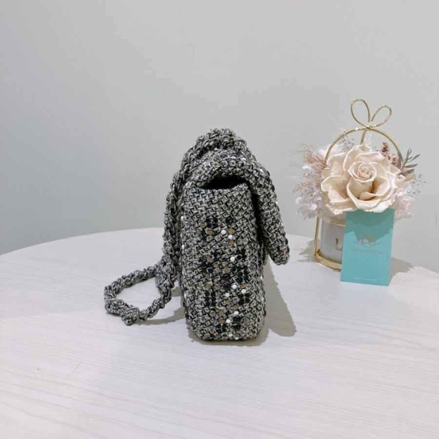 CHANEL 經典翻蓋包 鏈條包CLASSIC FLAP BAG TWEED X CRYSTAL-4
