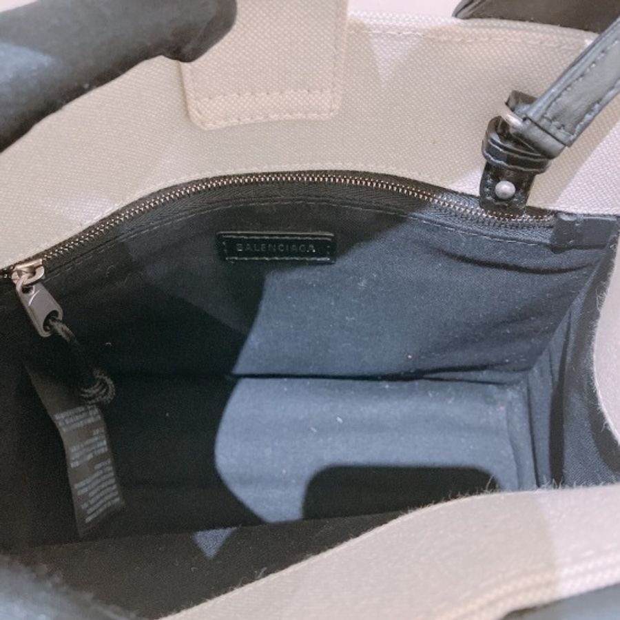 BALENCIAGA 迷你托特包 手挽包斜挎包 黑白色SMALL LEATHER COTTON CANVAS TOTE BAG-8