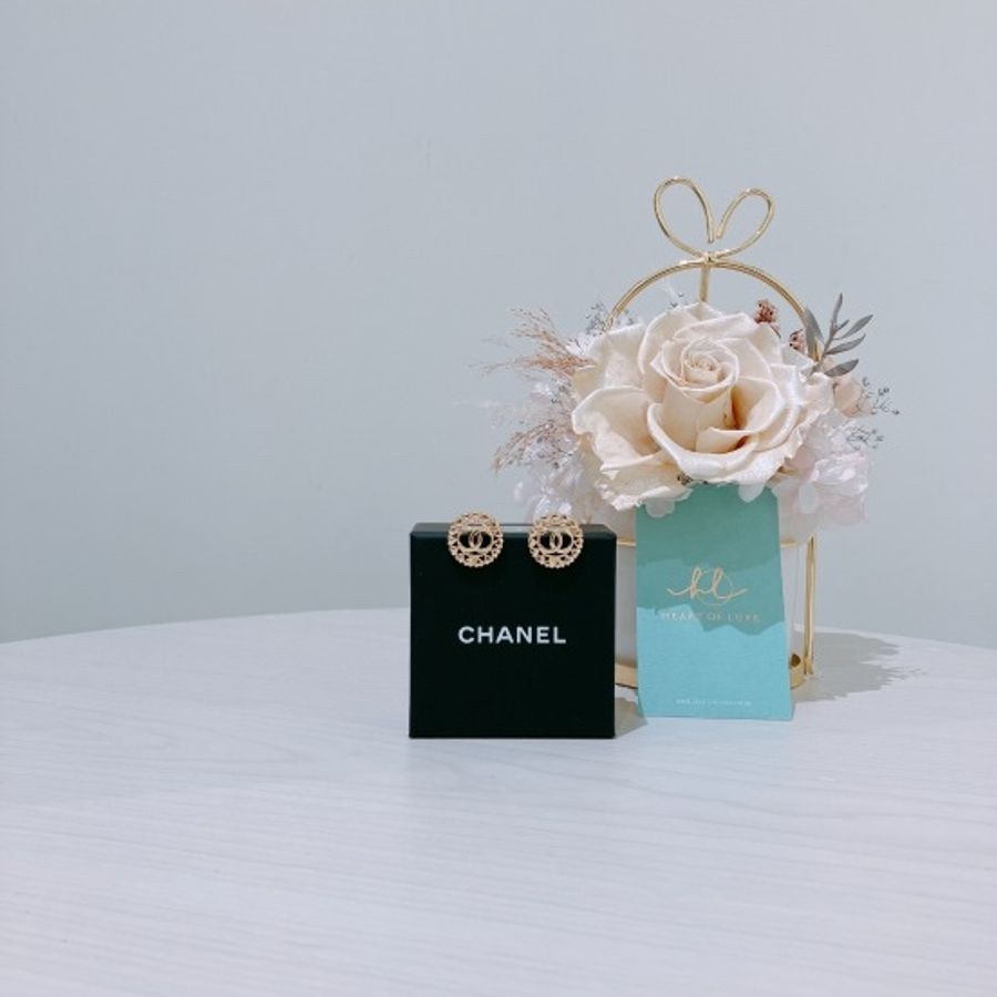 CHANEL 雙C耳環 心心耳環 MINI HEART AND CC LOGO EARRINGS-7