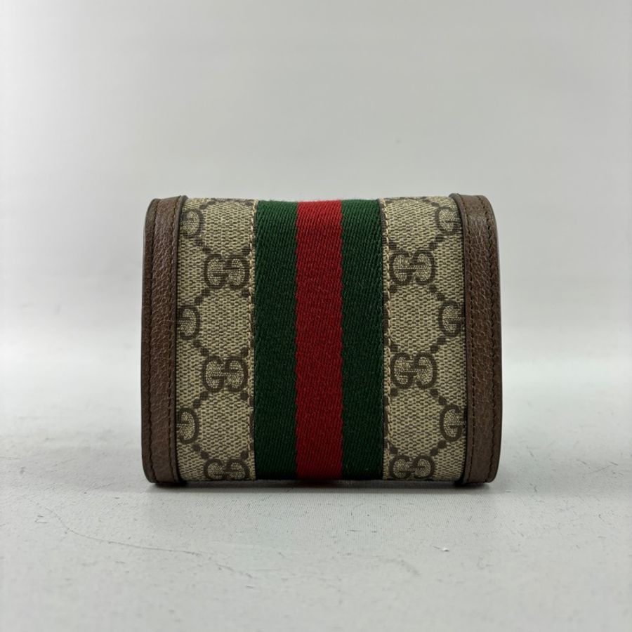 Gucci 523174老花PVC拼皮革Ophidia三折短夾-1