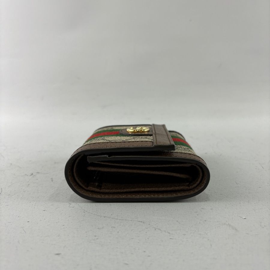 Gucci 523174老花PVC拼皮革Ophidia三折短夾-2