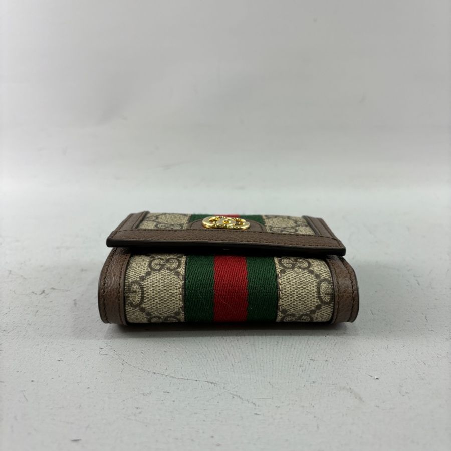 Gucci 523174老花PVC拼皮革Ophidia三折短夾-3