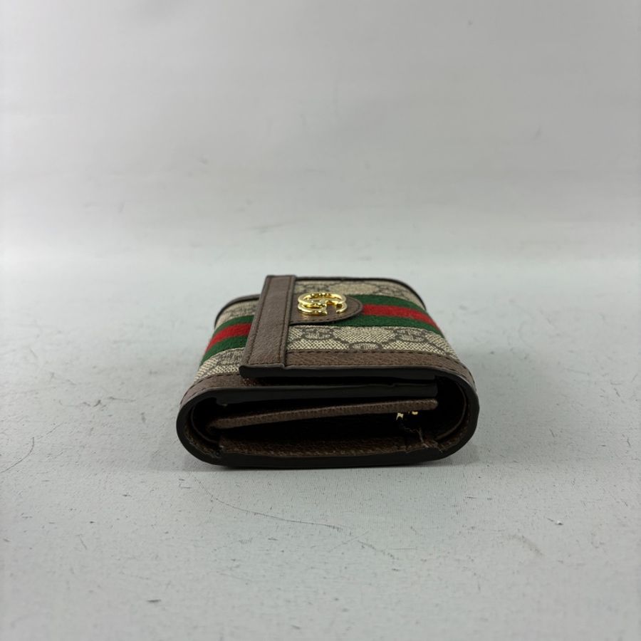 Gucci 523174老花PVC拼皮革Ophidia三折短夾-4