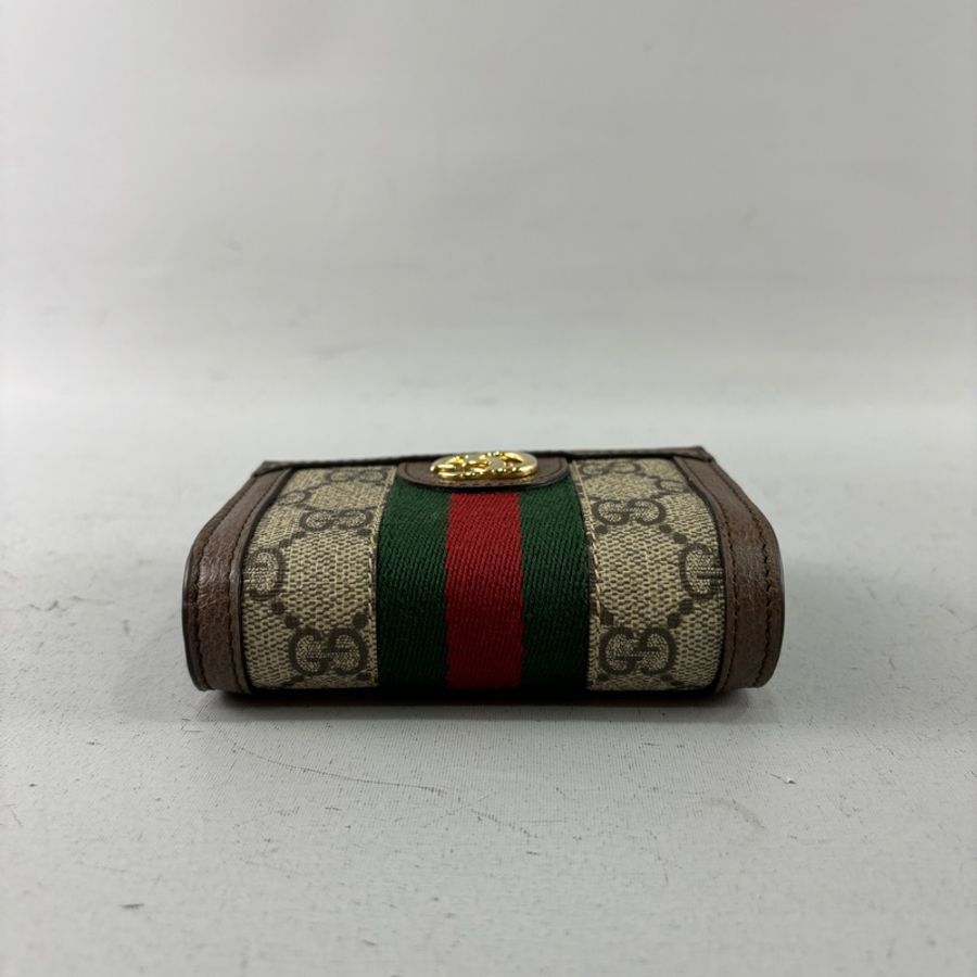 Gucci 523174老花PVC拼皮革Ophidia三折短夾-5