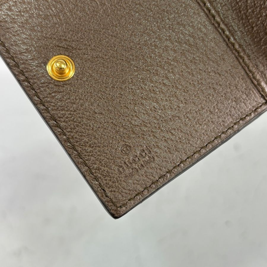 Gucci 523174老花PVC拼皮革Ophidia三折短夾-12