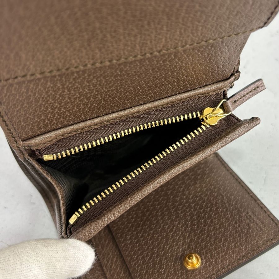 Gucci 523174老花PVC拼皮革Ophidia三折短夾-13