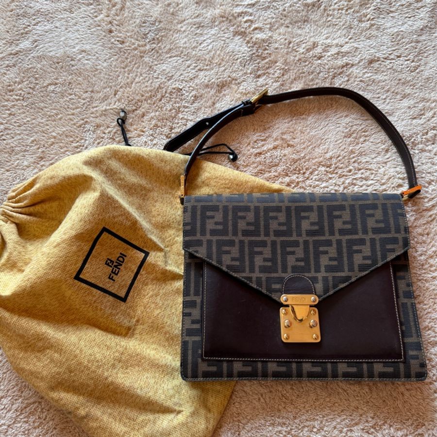 Fendi 中古信封郵差側背包-4