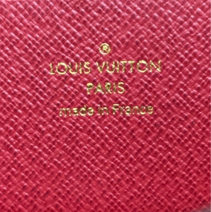 Louis Vuitton 咖啡棋盤格紅內裡拉鍊長夾-4