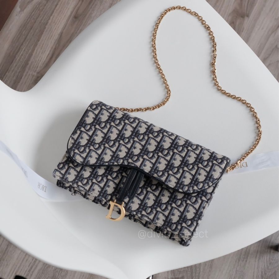 Dior Jacquard saddle pouch老花woc信封包-0