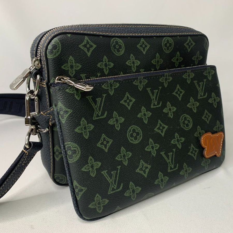 LV TRIO三合一綠花郵差包-3