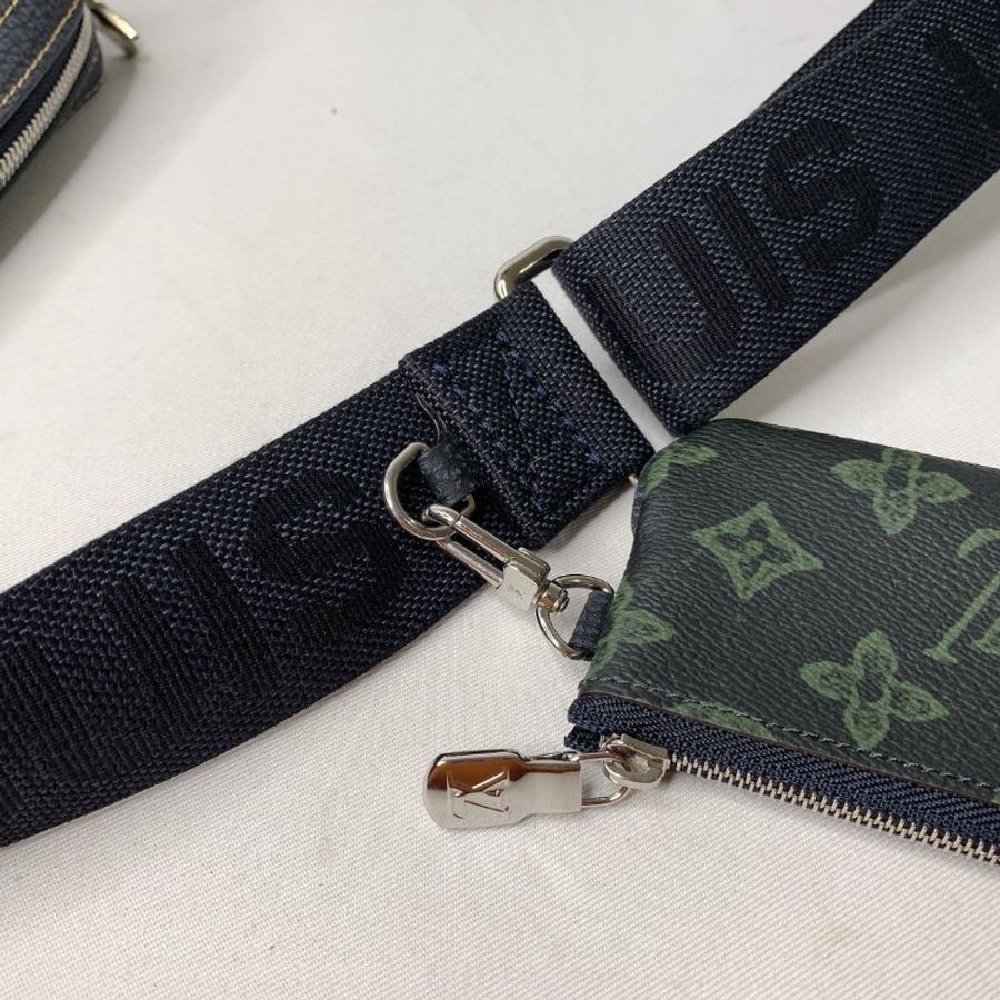 LV TRIO三合一綠花郵差包-11
