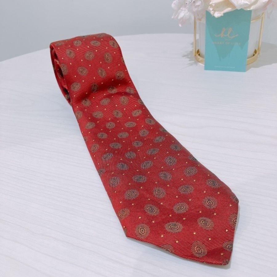 愛馬仕領帶 紅色 HERMES RED DOT SILK TIE-4