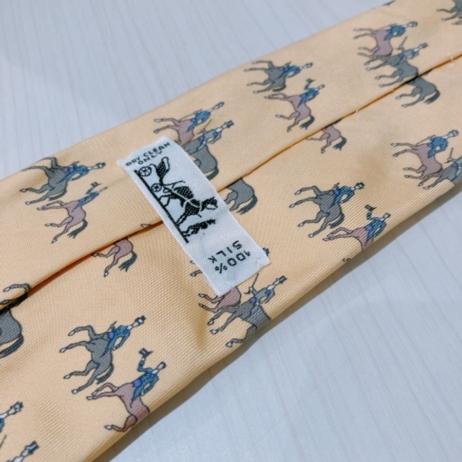 HERMES YELLOW HOURSE RIDER SILK TIE 愛馬仕領帶-3
