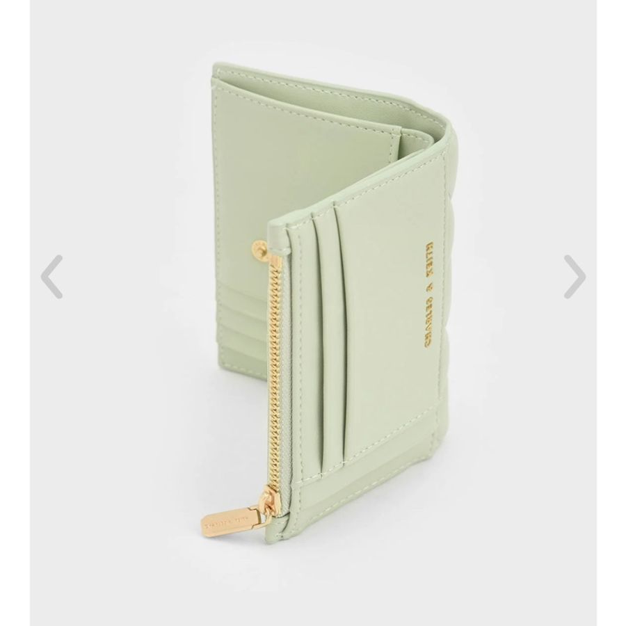 CHARLES & KEITH 菱格拉鍊短夾 - 薄荷綠 小CK皮夾-7