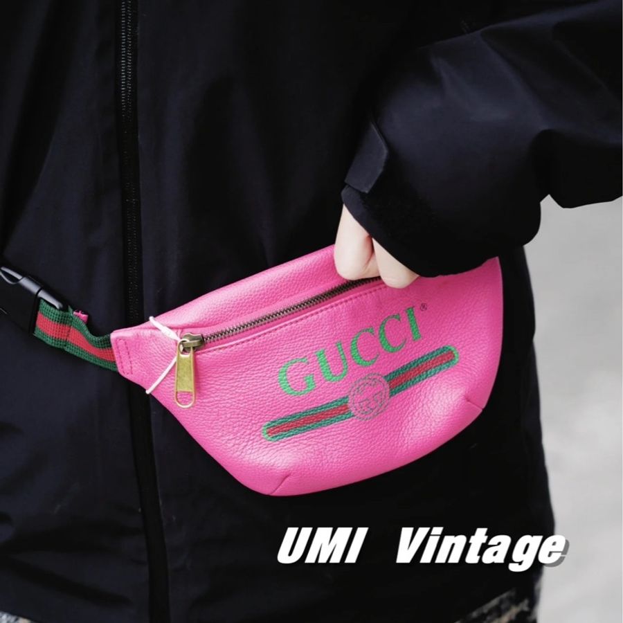👜 全新閒置 GUCCI 復古風Logo經典綠紅綠織帶腰包-6