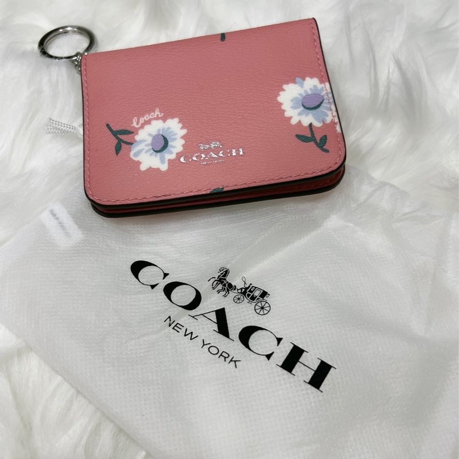 coach小白花煙燻粉卡夾-0