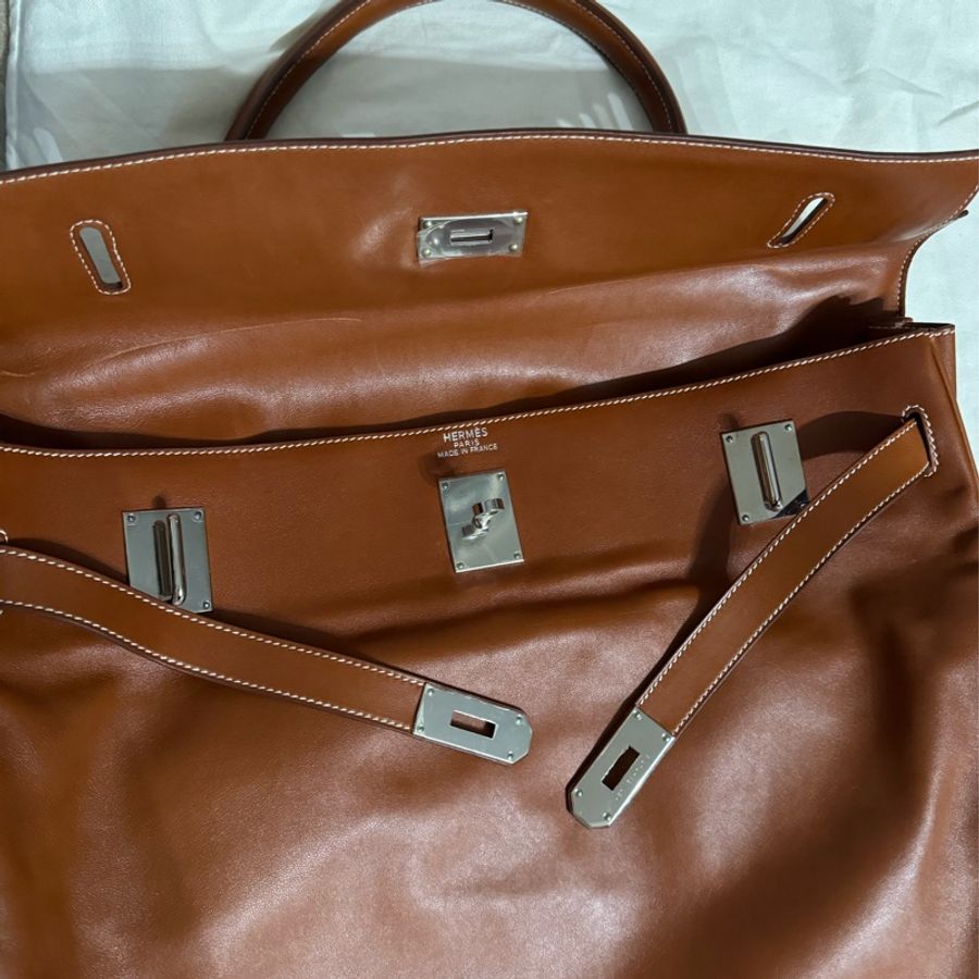 HERMÈS Travel Kelly 50 銀扣 絕版少見經典款-17