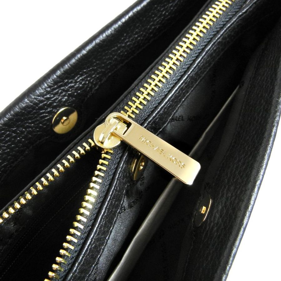 金鐸精品~2307 MICHAEL KORS MK 黑色皮革紋三層式手拿側肩背小方包 全新品-7