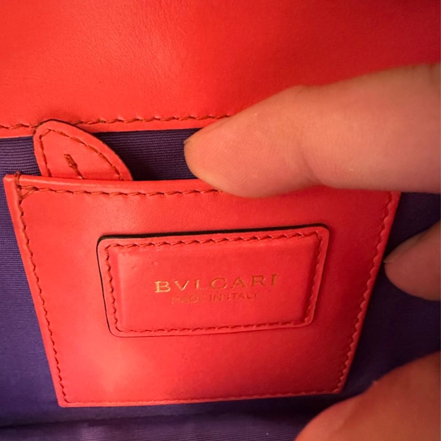 BVLGARI 粉桃橫式蛇頭鏈包-9