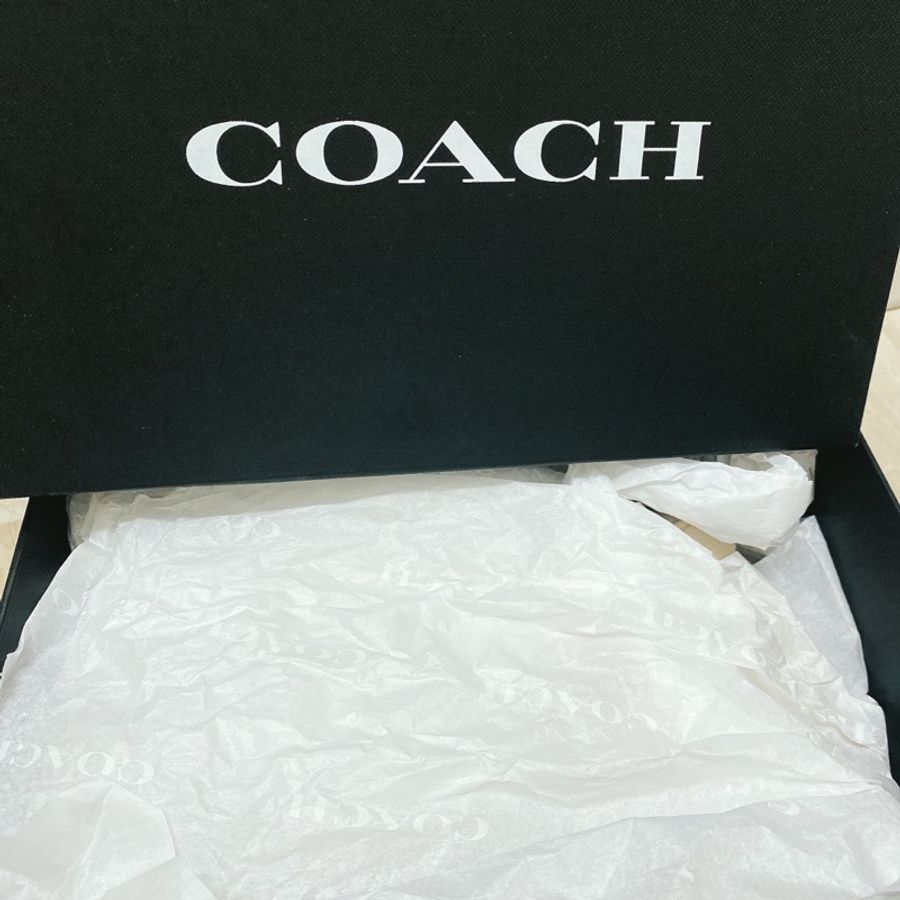 COACH 全新 LOWLINE黑字LOGO光滑 皮革 運動鞋 休閒鞋 小白鞋 (粉筆白x灰褐)-7