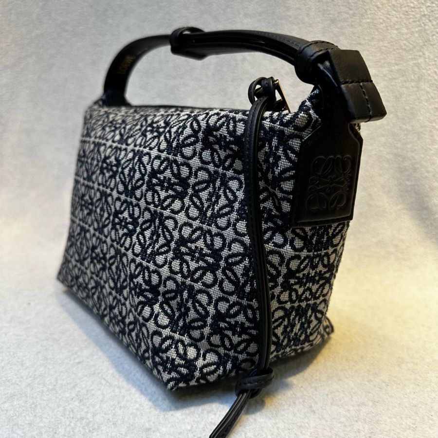LOEWE Cubi 緹花手提/肩背包 - 小號黑色-1