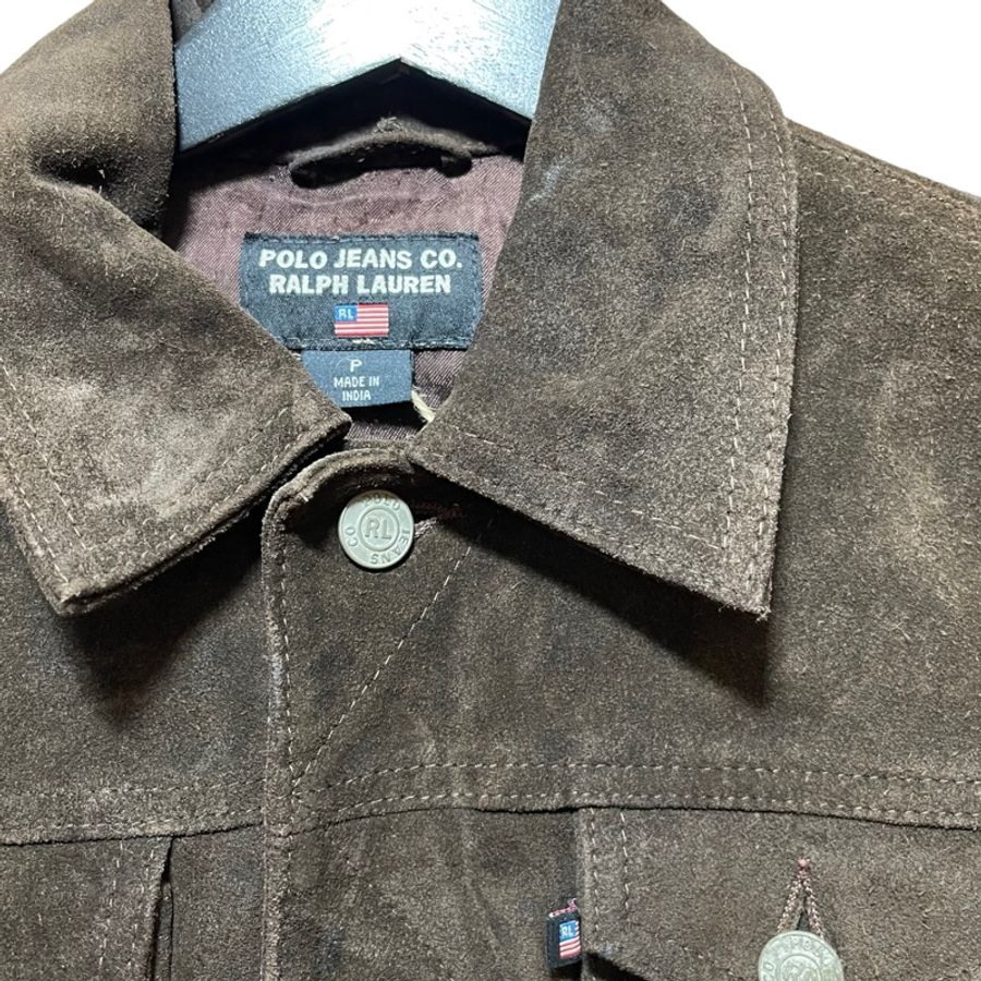 顛復古⚡️90年代Polo Jeans咖啡色麂皮短夾克(內裏有破損)❤️古著男女皆可F1129019-10