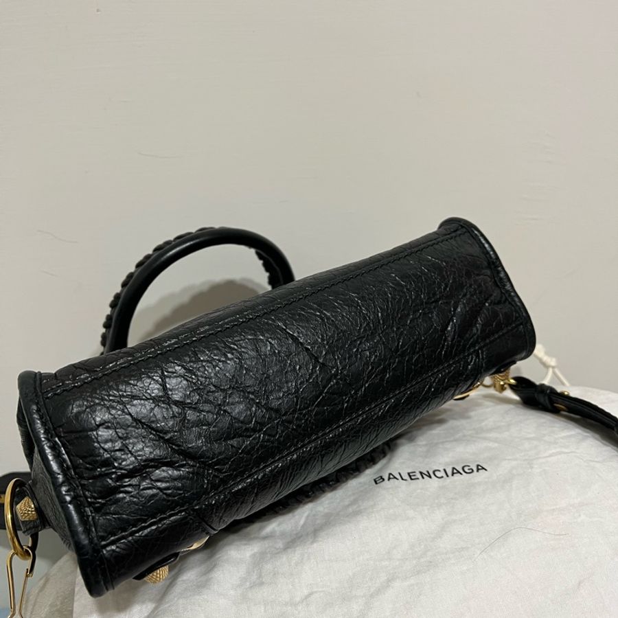 BALENCIAGA 巴黎世家 mini city黑金機車包-4